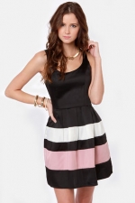 Black dress with pink stripe
