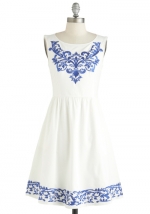 Blue and white dress