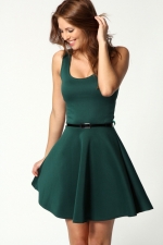 Dark green flared dress
