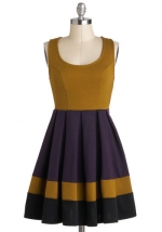 Mustard and purple dress