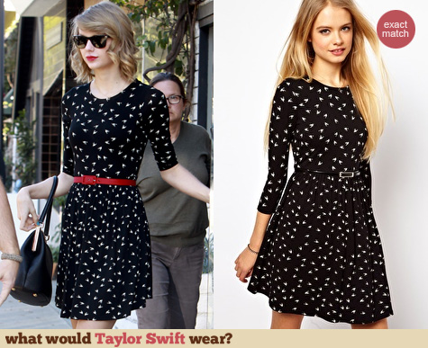 Asos Hummingbird Print Skater Dress worn by Taylor Swift