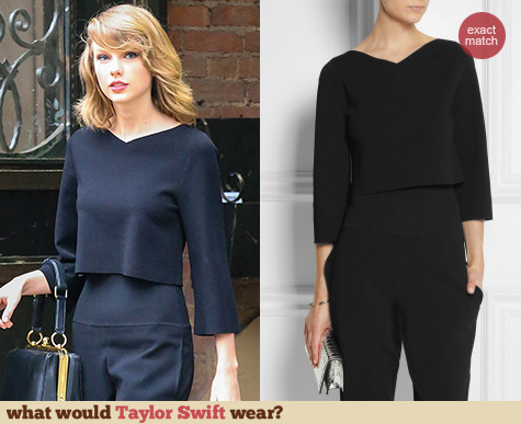 Stella McCartney Cropped Stretch-Scuba Jersey Top worn by Taylor Swift