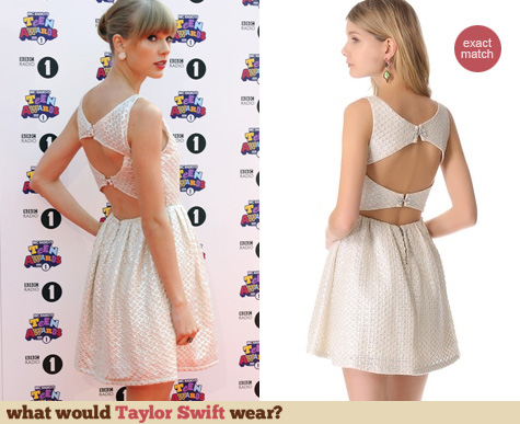 Taylor Swift Fashion: Alice & Olivia White open back dress worn at BBC Teen Radio Awards
