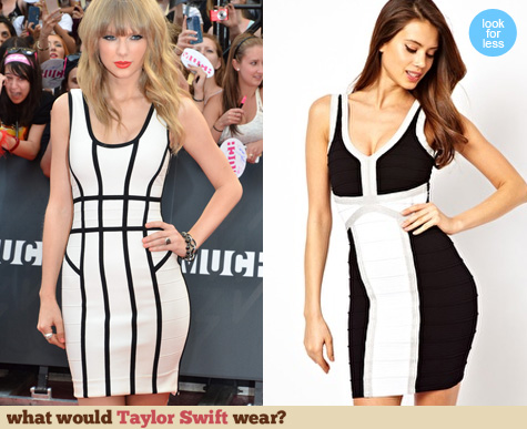 Taylor Swift Fashion: Black and white bandage dress worn at the Much Music awards 2013