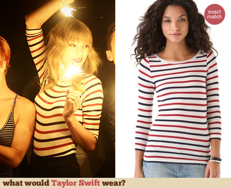 Taylor Swift Fashion: Club Monaco Faye Striped Tee worn on July 4th