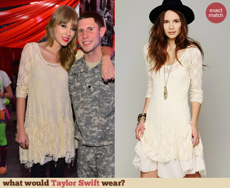 Taylor Swift Fashion: Free People lace long sleeve dropwaist dress