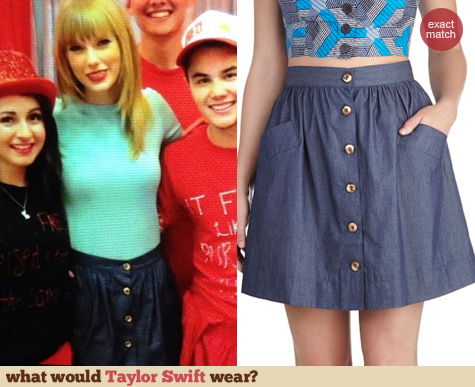 Taylor Swift Fashion: ModCloth Countdown to Casual Skirt worn in Club Red Tacoma