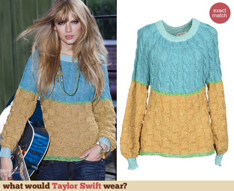 Taylor Swift Fashion: Rodarte color block sweater