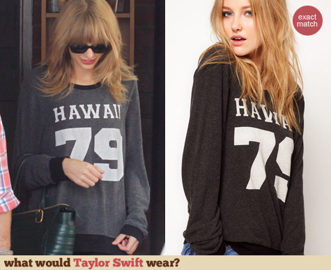 Taylor Swift Fashion: Wildfox Grey Hawaii 79 Sweater