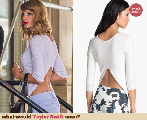 Theyskens' Theory Kelaz Yat V Back Sweater worn by Taylor Swift
