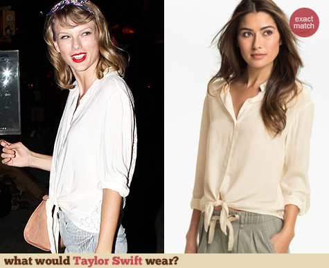 Two by Vince Camuto Lace Back Shirt worn by Taylor Swift