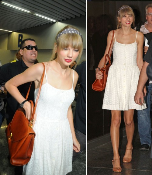 Taylor Swift in a white dress