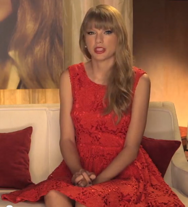 Taylor Swift's red brocade dress