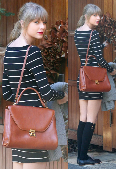 Taylor Swift's black and white striped dress while in LA