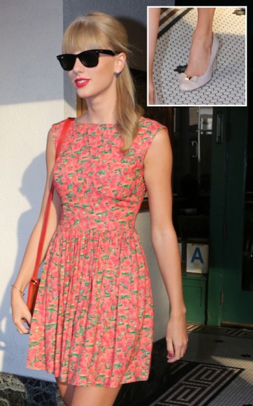 Taylor Swift's orange and green floral dress at The Farm in LA