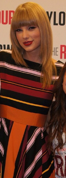 Taylor Swift's black and orange striped dress in Club Red