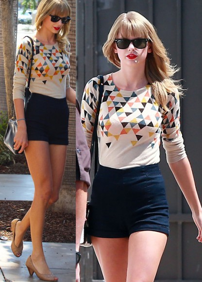 Taylor Swift's geometric triangle print sweater in LA